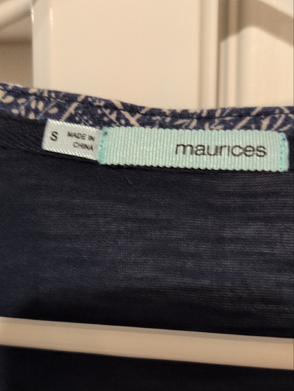 Maurices Navy and White Floral Yoke Henley Blouse - Picture 3 of 3